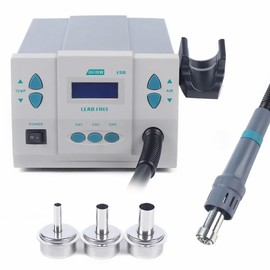 Hot Air Rework Station 861DW 1000Watt Soldering Heat Gun Digital Display Station 110V w/Adjustable Temp 100℃~500℃,withStandard 3pcs Air Nozzles Soldering Heat Gun Digital Display Quick Station