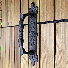 Antique Metal Door Handle Heavy Duty Retro Hammered Black Solid Cast Iron Sliding Door Handrail Handle Grab Bar Hardware Rustic Design for Wooden Doors