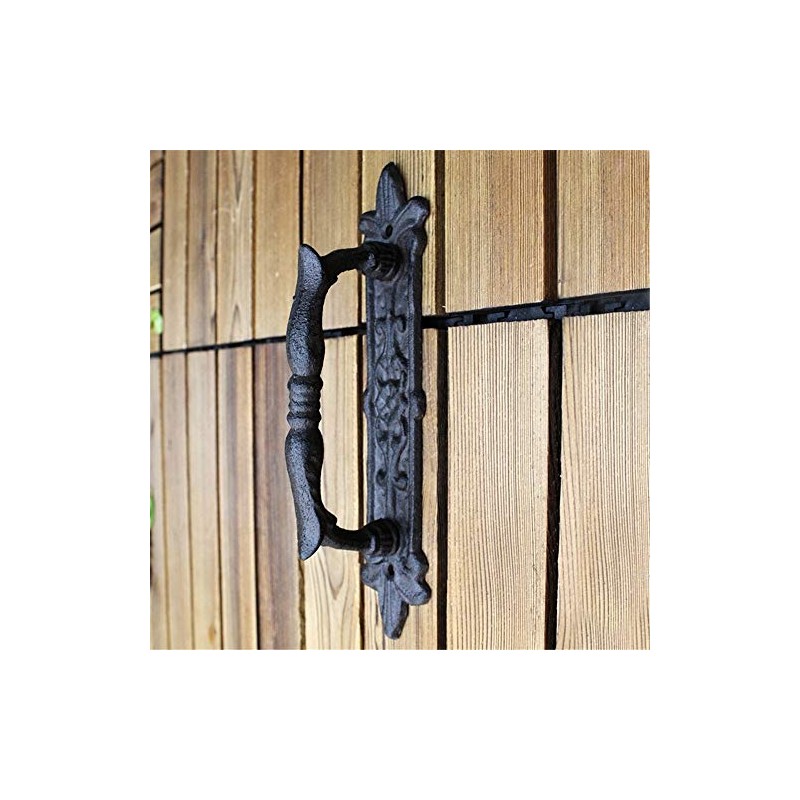 Antique Metal Door Handle Heavy Duty Retro Hammered Black Solid
