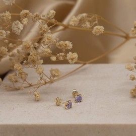 Carissima Women's Stud Earrings Birthstone Cubic Zirconia 9ct Yellow Gold 4mm, Yellow Gold, Cubic Zirconia