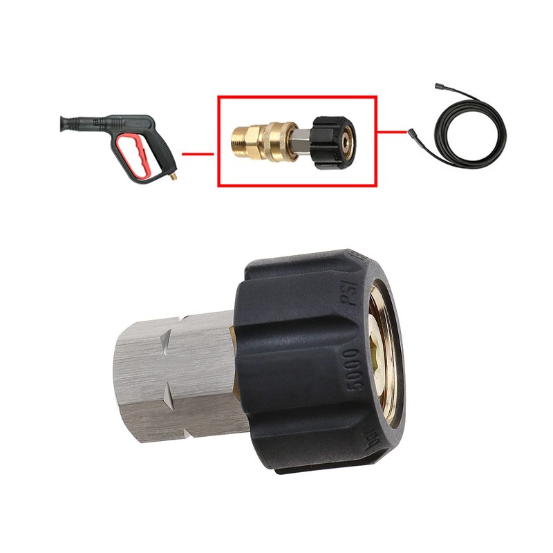 ECSiNG Pressure Washer Adapter, Metric M22 to 1/4" NPT Female