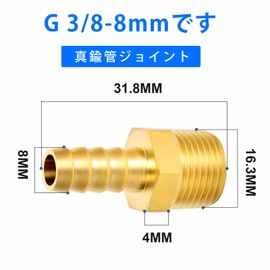 TAILONZ PNEUMATIC 2 Point Brass Hose Joint, G3/8-8mm Hose Adapter, Hose Joint External Thread Belt 2 Point Hose Clip