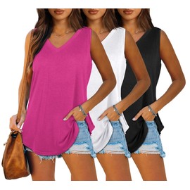 OFEEFAN Tanks for Women Workout Tank Tops Loose Fit Summer Tank Tops Pink Black White XL