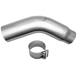 5 Inch (ID) Diesel Exhaust Elbow Tip with Clamp for Pickups Trucks and Cars,5'' Inlet 6'' Outlet 23'' Long Chrome Stainless Steel Side Exit Exhaust Tip