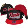 Cincinnati Reds Black/Red Two Tone Plastic Snapback Adjustable Plastic Snap