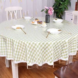 MeritMode - Mantel de vinilo redondo transparente, impermeable, resistente al agua, elástico, diseño de borde elástico, protector de mantel de plástico para mesa redonda, 54 pulgadas