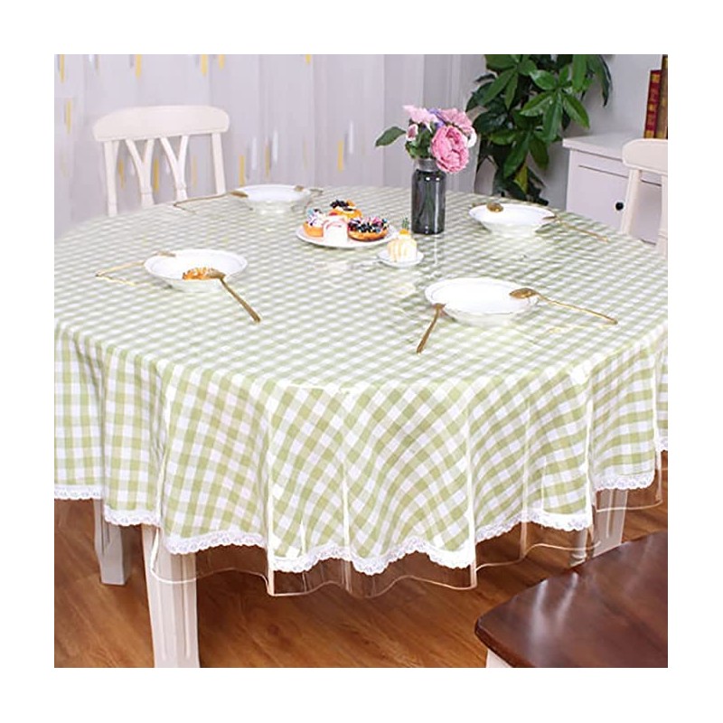 MeritMode - Mantel de vinilo redondo transparente, impermeable, resistente al