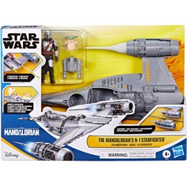 STAR WARS Epic Hero Series The Mandalorian's N-1 Starfighter Ship 4-Inch Scale Grogu & Mandalorian Action Figures, Toys for Boys & Girls Ages 4+