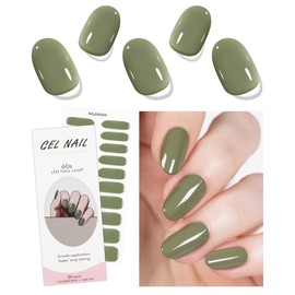 JMEOWIO Gel Nail Stickers Cream Green Gray Semi Cured Gel Nail Strips Wraps UV/LED Nail Supplies Nail Art Design Decoration Accessories