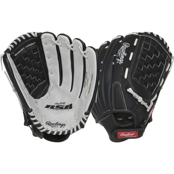 Rawlings Softball Series Glove, Basket Web, 14 inch, Right Hand Throw, Black/Gray (RSB140GB-6/0 14 BSK/NFC)