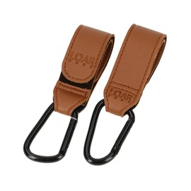 LOAR BABY Stroller Hook, Carabiner, Stroller Goods, Stroller Luggage Rack, Set of 2, Carabiner Hook, Stylish, Synthetic Leather, Gift (Terracotta)