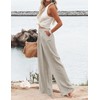 Hooever Womens Cotton Linen Pants Casual Button Up High Waisted