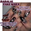 BABALAL Press on Nails Medium Almond Fake Nails Black Glue