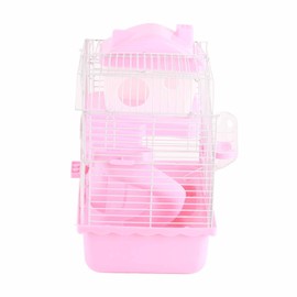 ZJchao Large Space High Chassis Design 2 Tier Hamster Cage Pet Hamster Small Animals Cage (Roseate)