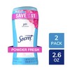 Secret Invisible Solid Antiperspirant and Deodorant, Powder Fresh, Twin Pack,