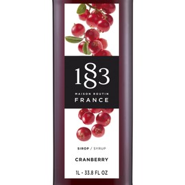 1883 Cranberry Syrup for Drinks, Made in France, 1 Liter Plastic Bottle