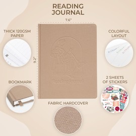 Skyline Reading Journal – Book Review Log & Tracker for Reading Tracking – Accessories & Gift for Book Lover, 7.6x9.2” (Sandstone Debossed)