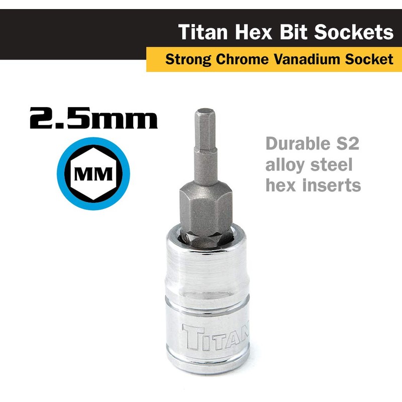 Titan 15600 1/4-Inch Drive x 2.5mm Hex Bit Socket