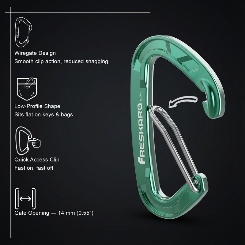 FresKaro 5pack Carabiner Keychain Clip Heavy Duty, Small Sturdy Key