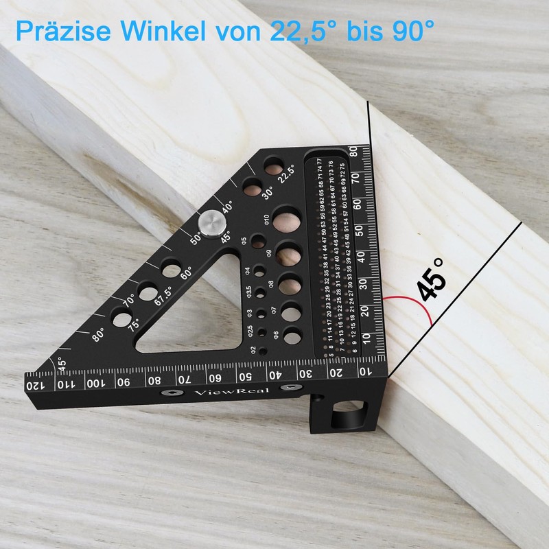 3D Mitre Square Multifunctional 22.5-90 Angle Measure Aluminium Alloy High