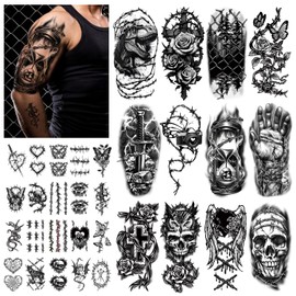 77 Sheets Adult Men Women Kids Temporary Tattoo Wire Style Butterfly Half Arm Sleeve Body Shoulder Fake Tattoos Stickers