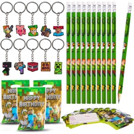 Ezydka Video Game Party Bags, Gamer Children's Birthday Party Favours Give Aways Boy Pinata Filling for Children Birthday Gifts (Key Chains, Bracelets, Gift Bags)
