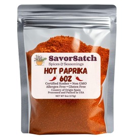 SavorSatch Hot Paprika – 6 oz Resealable Pouch | Certified Kosher, Spicy and Flavorful Ground Pepper | Rich Color & Bold Heat for Cooking, Seasoning, and Garnishing