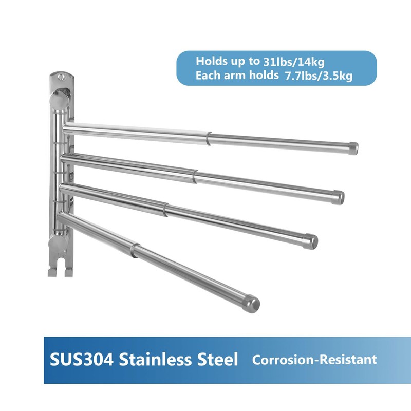 Adjustable Bathroom Towel Rack JSVER SUS304 Stainless Steel Towel Rack