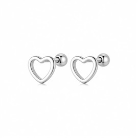 Women's Heart Stud Earrings, 925 Sterling Silver with Screw Closure, Titanium Helix Piercings, Silver Earrings, Fashion Jewellery, Gifts for Teenagers Girls