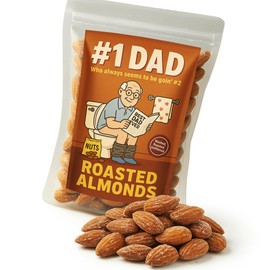 Uncle Franks #1 Dad Who Always Seems to Be Going Two Salted Almonds - Funny Salty Almond Gag Gift for Bathroom-Loving Dads, Father's Day Snack with a Toilet Twist, Made in USA, Hilarious & Salty, 7.5 ounce