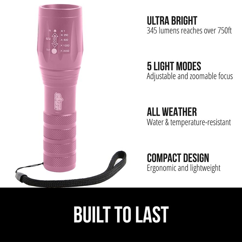 GORILLA GRIP Powerful LED 750 FT Water Resistant 5 Adjustable