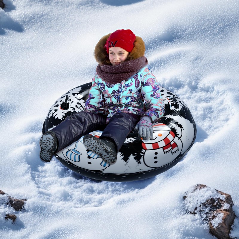 Inflatable Snow Tubes for Kids and Adults, Cold-Resistant Thickened Heavy