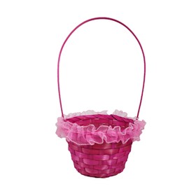 Fun Machine Easter Baskets, Buckets, Coloured Grass, Boxes, Gift Wrap - Frilly Wicker Basket - Pink