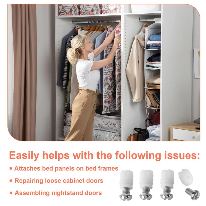 102267 105163 Plastic Sleeve and Screw Compatible with IKEA Furniture