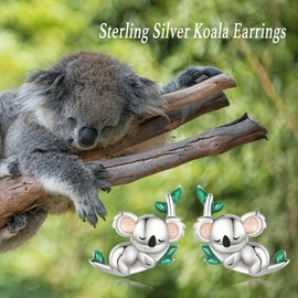 Koala Stud Earrings 925 Sterling Silver Cute Animals Jewelry Birthday Christmas Gifts for Women