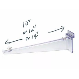 Unbranded 10" Slatwall Clear Acrylic Shelf Knife Bracket (2) w lip & suction cup holes.