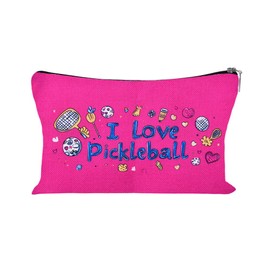 Sisadodo Pickleball Themed Travel Makeup Bag for Sports Lover Fan Sport Themed Toiletry Bag Organiser Pouch for Pickleball Lovers Player Portable Cosmetic Zip Storage Bags for Handbags Suitcases