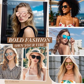 Gqueen Futuristic Sunglasses, for Women / Men, Mirrored, Frameless UV400 MEO5 - Black Grey, size: m