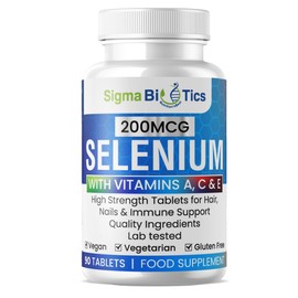 SigmaBiotics Selenium with Vitamins A, C & E - Promotes Healthy Hair, Skin & Nails - Supports The Immune System - Superior Absorption Formula - Vegan and Gluten Free - 90 Tablets