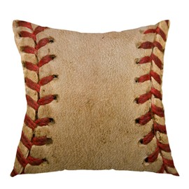oFloral Home Decorative Retro Throw Pillow Covers,Baseball Worn Ball Pillow Case Square Cushion Cover for Sofa Bed Chair Couch Car Decoration 18 x 18 Inch Brown