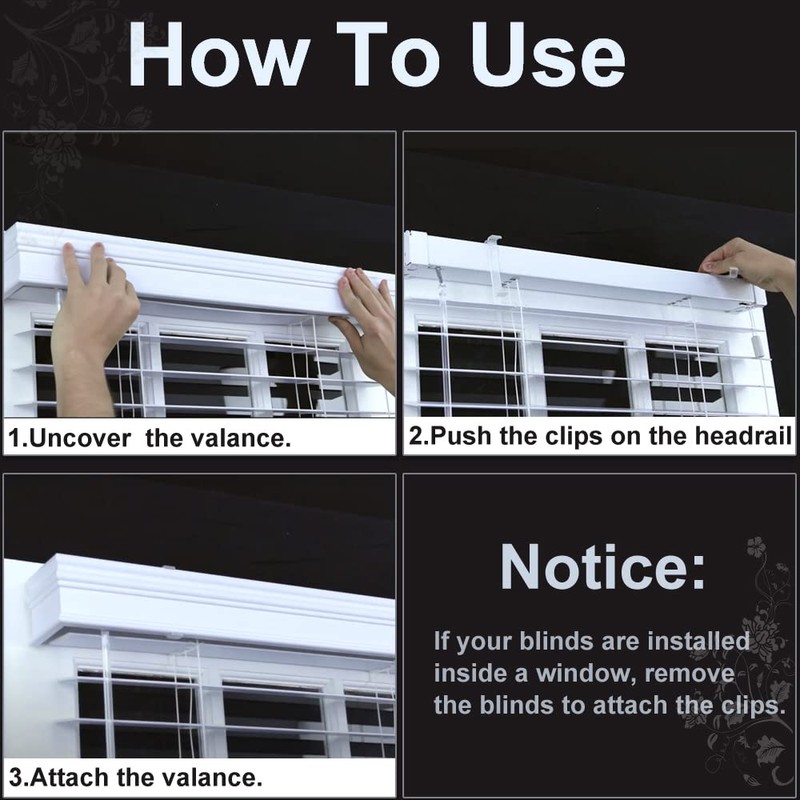 Valance Clips for Blinds - 2.5 Inch Clear Plastic Hidden