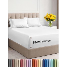 Extra Deep Twin XL Sheet Set - 4 Piece Breathable and Cooling Sheets - Hotel Luxury Bed Sheets Set - Easy Fit - Soft, Wrinkle Free and Comfy Sheets Set - Grey Striped Sheet Set with Extra Deep Pockets