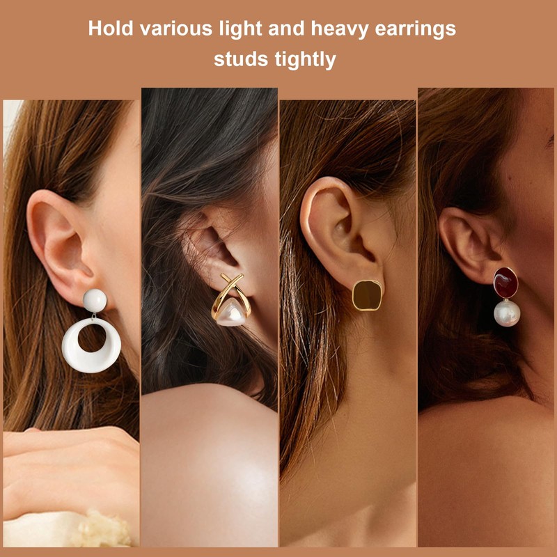 8PCS 14K Gold Plated Earring Backs for Droopy Ears Hypoallergenic