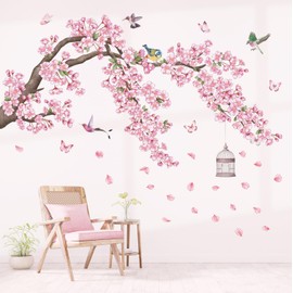 DECOWALL SG2-2426 Flower Tree Birdcage Wall Sticker Decor Kindergarten Nursery Kids Room DIY Wall Decal Wall Art Sea Bathroom Decor Vinyl Bedroom Teen Kids Wallpaper Wallpaper Furniture Room