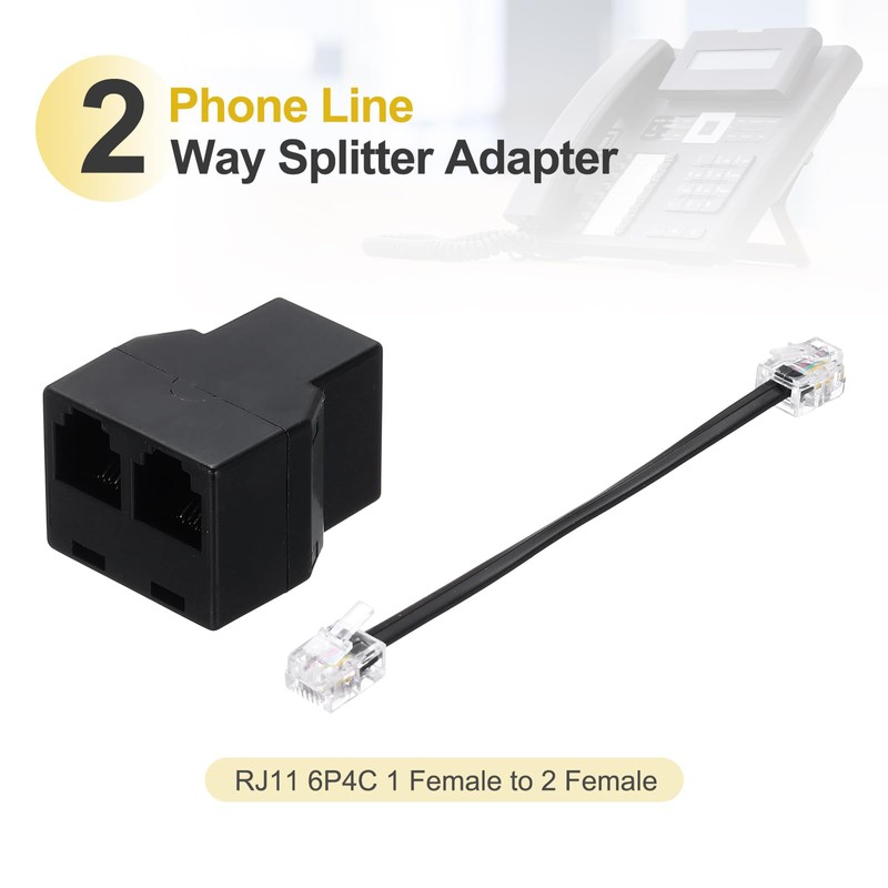 sourcing map 2 Pack Phone Jack Splitter, RJ11 6P4C Telephone