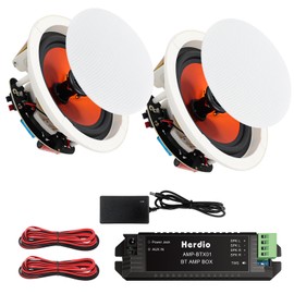 Herdio 8 Inch Bluetooth Ceiling Speakers Max Power 400 Watts 2 Way Flush Mount in Wall Speaker Great for Bathroom, Kitchen,Living Room,Office(1 Pair)