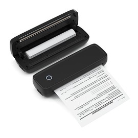 【SHARPWAY】Portable Printer Wireless for Travel, Bluetooth Thermal Printer Support 8.5" X 11" US Letter &Legal, A4 Thermal Paper, Inkless Printer Compatible with Phone & Laptop for Office Car Home - Colour: L82-Black with 2 Rolls Paper