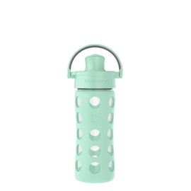 Lifefactory 12-Ounce Glass Water Bottle with Active Flip Cap and Protective Silicone Sleeve, Mint
