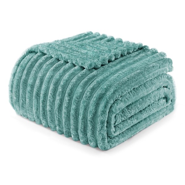 Exclusivo Mezcla Queen Size Flannel Fleece Blanket, Super Soft Striped