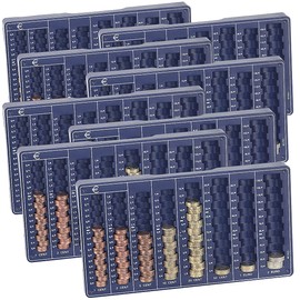 PEARL Coin Sorter Money Box: Set of 8 Euro Coin Boards for All Euro and Cent Coins (Coin Sorter for Euro and Cent, Money Box Coins, Sorting)